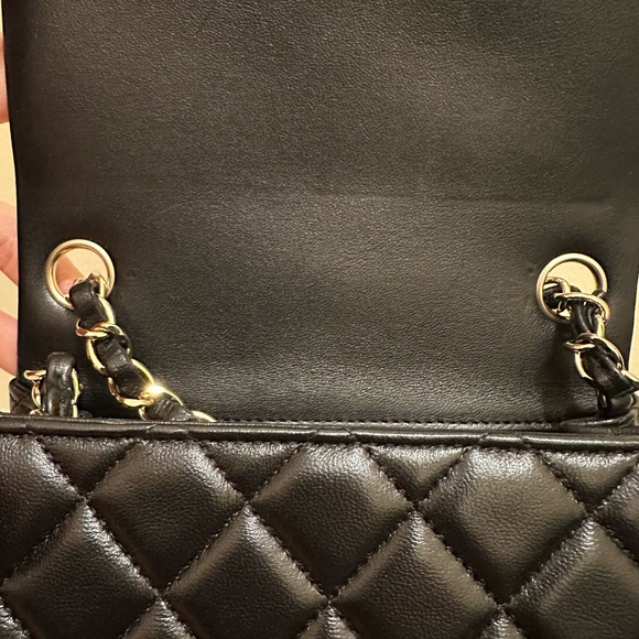 CHANEL 25S CLASSIC BLACK MINI SQUARE FLAP  BAG IN LAMBSKIN FULL SET - Picture 6 of 8